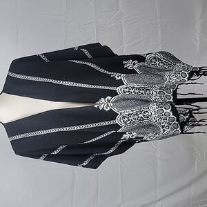 ROFFE (UO) One Size Fits Most Black & White Fringe Kimono / Cape  Exc. Used Cond